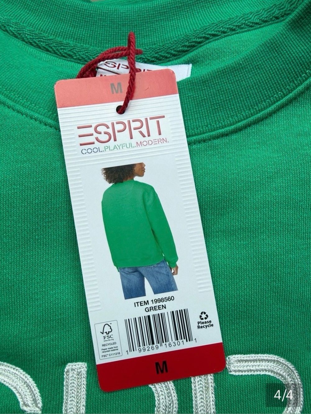 Esprit Bright Green Sweatshirt with Embroidered Detail